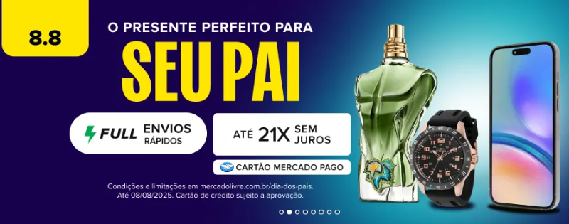 08/08 no Mercado Livre: frete grátis, cupons e presentes para o Dia dos Pais
