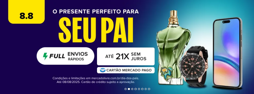 08/08 no Mercado Livre: frete grátis, cupons e presentes para o Dia dos Pais