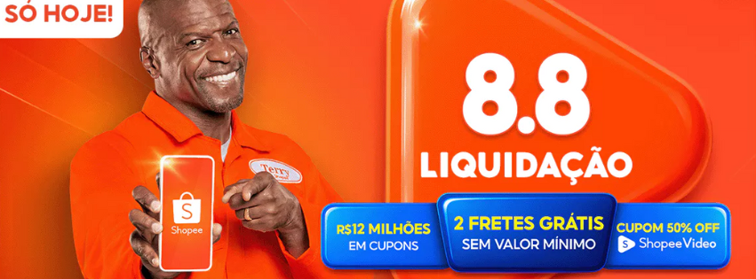 Liquidação 08.08 na Shopee: R$12 milhões em cupons, frete grátis e 50% de desconto